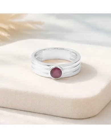 Elegant Ruby Band Ring in 925 Sterling Silver - Timeless Jewelry