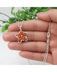 Coral Flower Charm Pendant – Handmade 925 Sterling Silver Jewelry