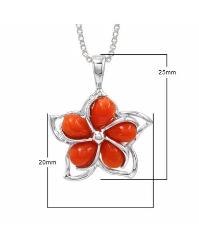 Coral Flower Charm Pendant – Handmade 925 Sterling Silver Jewelry