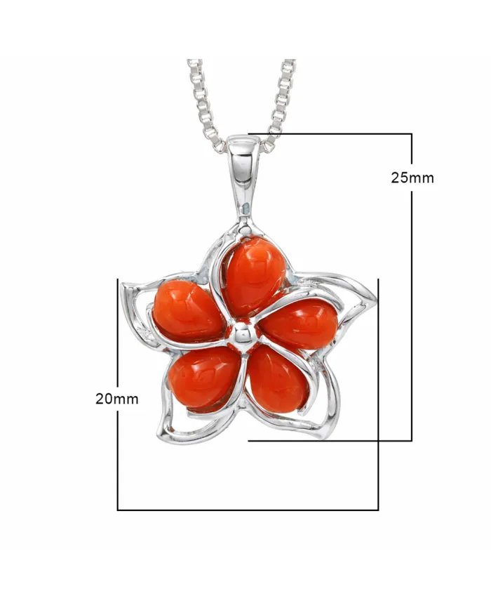 Coral Flower Charm Pendant – Handmade 925 Sterling Silver Jewelry