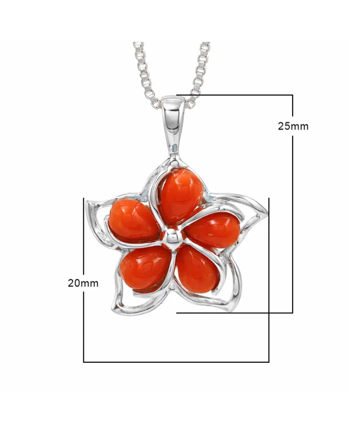 Coral Flower Charm Pendant – Handmade 925 Sterling Silver Jewelry