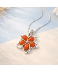 Coral Flower Charm Pendant – Handmade 925 Sterling Silver Jewelry
