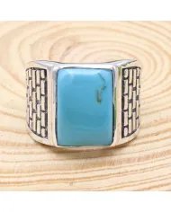 Arizona Turquoise Men's Ring - 925 Sterling Silver Handmade Jewelry