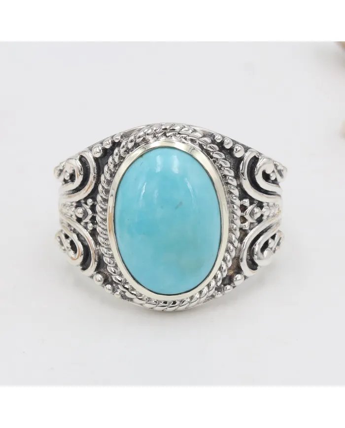 Arizona Turquoise Men’s Ring – Handmade 925 Sterling Silver Jewelry