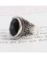 Black Onyx Men's Ring - 925 Sterling Silver Handmade Gemstone Jewelry