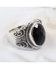 Black Onyx Men's Ring - 925 Sterling Silver Handmade Gemstone Jewelry