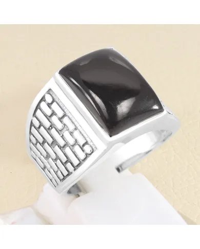 Black Onyx Men's Ring - Handmade 925 Sterling Silver Gemstone Jewelry
