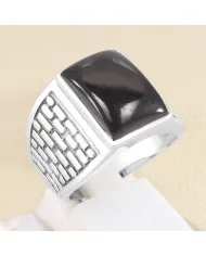 Black Onyx Men's Ring - Handmade 925 Sterling Silver Gemstone Jewelry