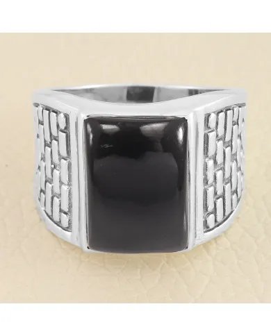 Black Onyx Men's Ring - Handmade 925 Sterling Silver Gemstone Jewelry