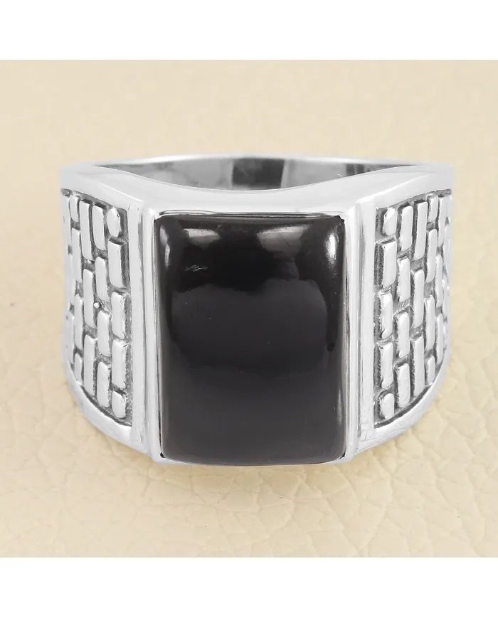 Black Onyx Men's Ring - Handmade 925 Sterling Silver Gemstone Jewelry