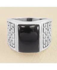 Black Onyx Men's Ring - Handmade 925 Sterling Silver Gemstone Jewelry