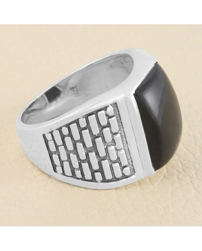 Black Onyx Men's Ring - Handmade 925 Sterling Silver Gemstone Jewelry