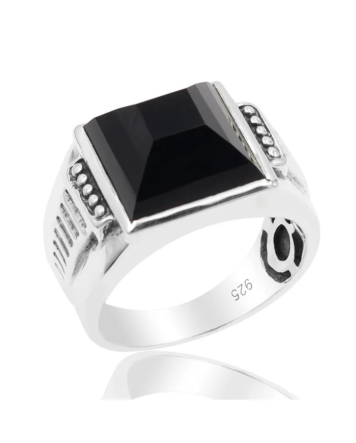 Black Onyx Men's Ring - 925 Sterling Silver Handmade Accessories