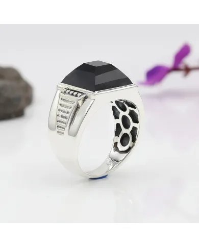 Black Onyx Men's Ring - 925 Sterling Silver Handmade Accessories