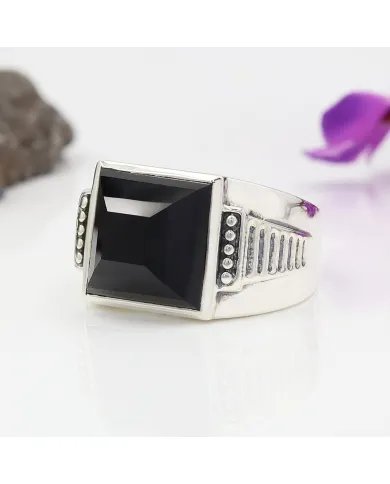 Black Onyx Men's Ring - 925 Sterling Silver Handmade Accessories