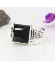 Black Onyx Men's Ring - 925 Sterling Silver Handmade Accessories