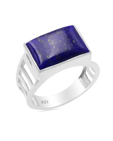 Lapis Lazuli Statement Ring - Sterling Silver Men's Handmade Jewelry