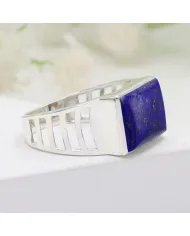 Lapis Lazuli Statement Ring - Sterling Silver Men's Handmade Jewelry