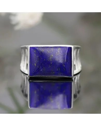 Lapis Lazuli Statement Ring - Sterling Silver Men's Handmade Jewelry