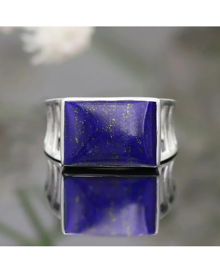 Lapis Lazuli Statement Ring - Sterling Silver Men's Handmade Jewelry