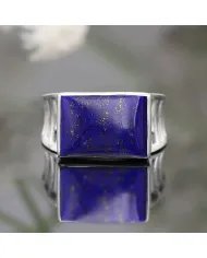 Lapis Lazuli Statement Ring - Sterling Silver Men's Handmade Jewelry