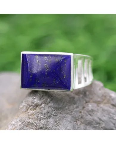 Lapis Lazuli Statement Ring - Sterling Silver Men's Handmade Jewelry
