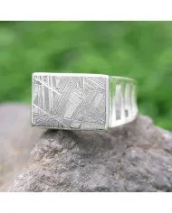 Meteorite Ring - Sterling Silver Statement Handmade Ring for Him