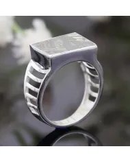 Meteorite Ring - Sterling Silver Statement Handmade Ring for Him