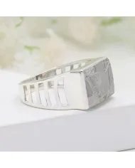 Meteorite Ring - Sterling Silver Statement Handmade Ring for Him