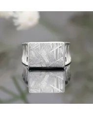 Meteorite Ring - Sterling Silver Statement Handmade Ring for Him