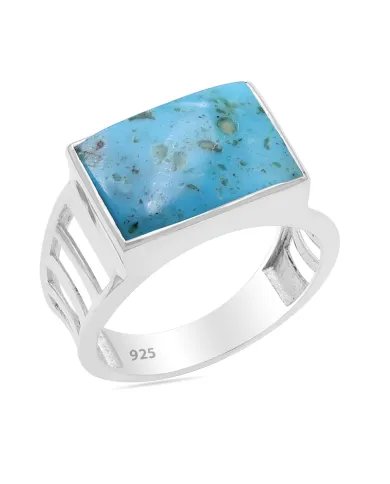 Arizona Turquoise Ring - Sterling Silver Handmade Engagement Ring for Men