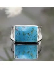 Arizona Turquoise Ring - Sterling Silver Handmade Engagement Ring for Men