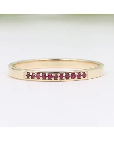 9K Gold Engagement Ring - Ruby Gemstone Half Eternity Band Jewelry