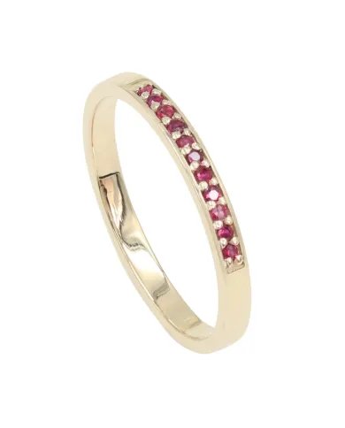 9K Gold Engagement Ring - Ruby Gemstone Half Eternity Band Jewelry
