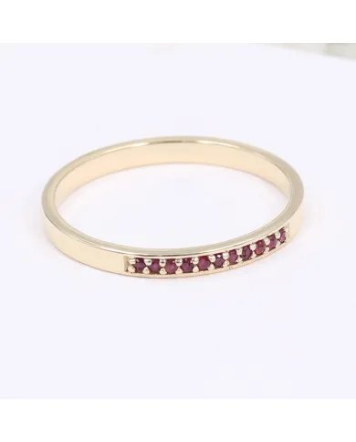 9K Gold Engagement Ring - Ruby Gemstone Half Eternity Band Jewelry