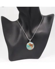 Boulder Turquoise Round Pendant – 925 Sterling Silver Handmade Jewelry
