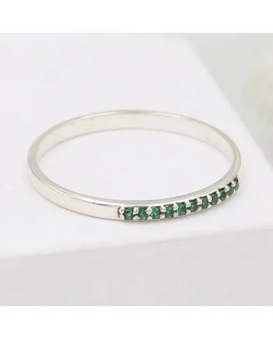 Natural Emerald Ring - Sterling Silver Ring Minimalist Rings for Her