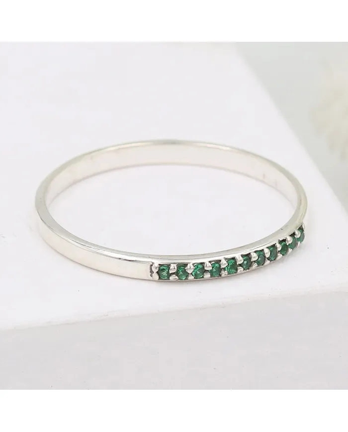 Natural Emerald Ring - 925 Sterling Silver Minimalist Ring for Her