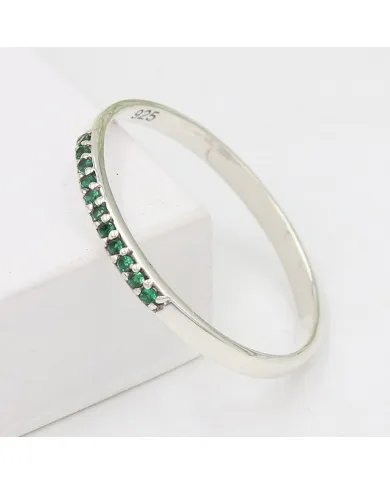 Natural Emerald Ring - Sterling Silver Ring Minimalist Rings for Her