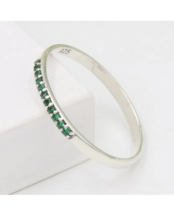 Natural Emerald Ring - 925 Sterling Silver Minimalist Ring for Her