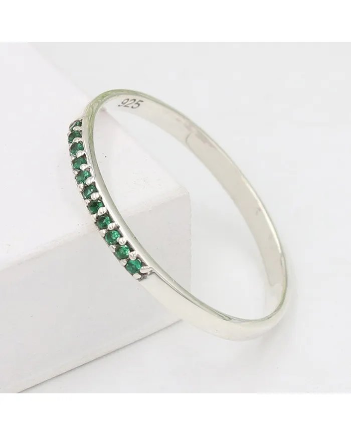 Natural Emerald Ring - Sterling Silver Ring Minimalist Rings for Her