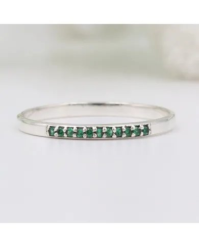 Natural Emerald Ring - Sterling Silver Ring Minimalist Rings for Her