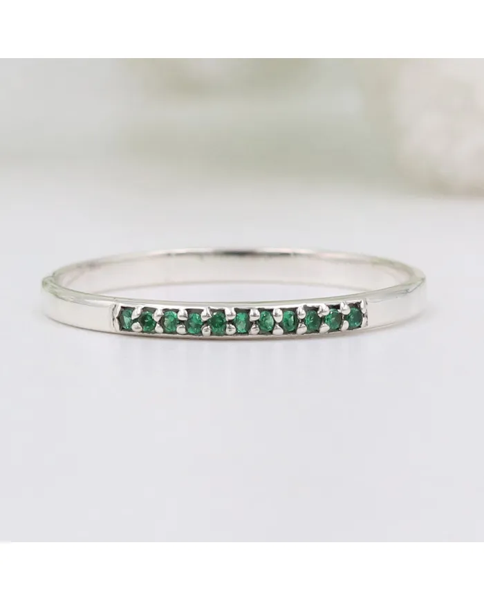 Natural Emerald Ring - 925 Sterling Silver Minimalist Ring for Her