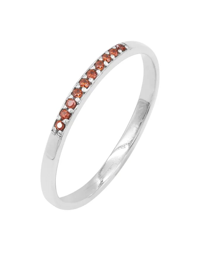 Natural Garnet Ring - Sterling Silver Ring Minimalist Rings for Her