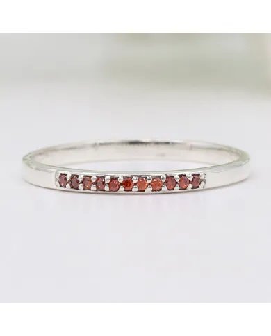 Natural Garnet Ring - Sterling Silver Ring Minimalist Rings for Her