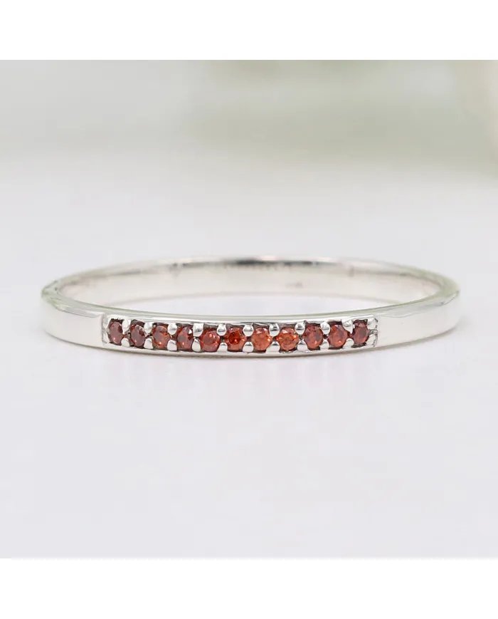 Natural Garnet Ring - Sterling Silver Ring Minimalist Rings for Her