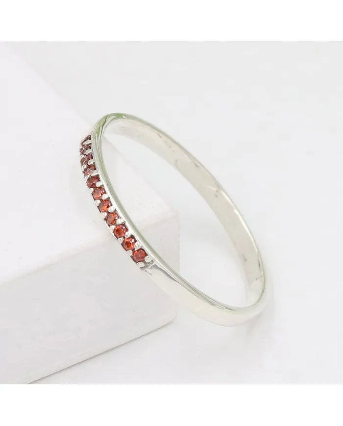 Natural Garnet Ring - Sterling Silver Ring Minimalist Rings for Her