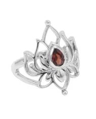 Rainbow Moonstone Lotus Ring - 925 Sterling Silver Handmade Jewelry