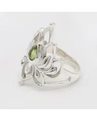 Peridot Lotus Ring - 925 Sterling Silver Handmade Gemstone Jewelry