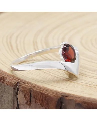 Garnet Ring - 925 Sterling Silver Handmade Minimalist Jewelry